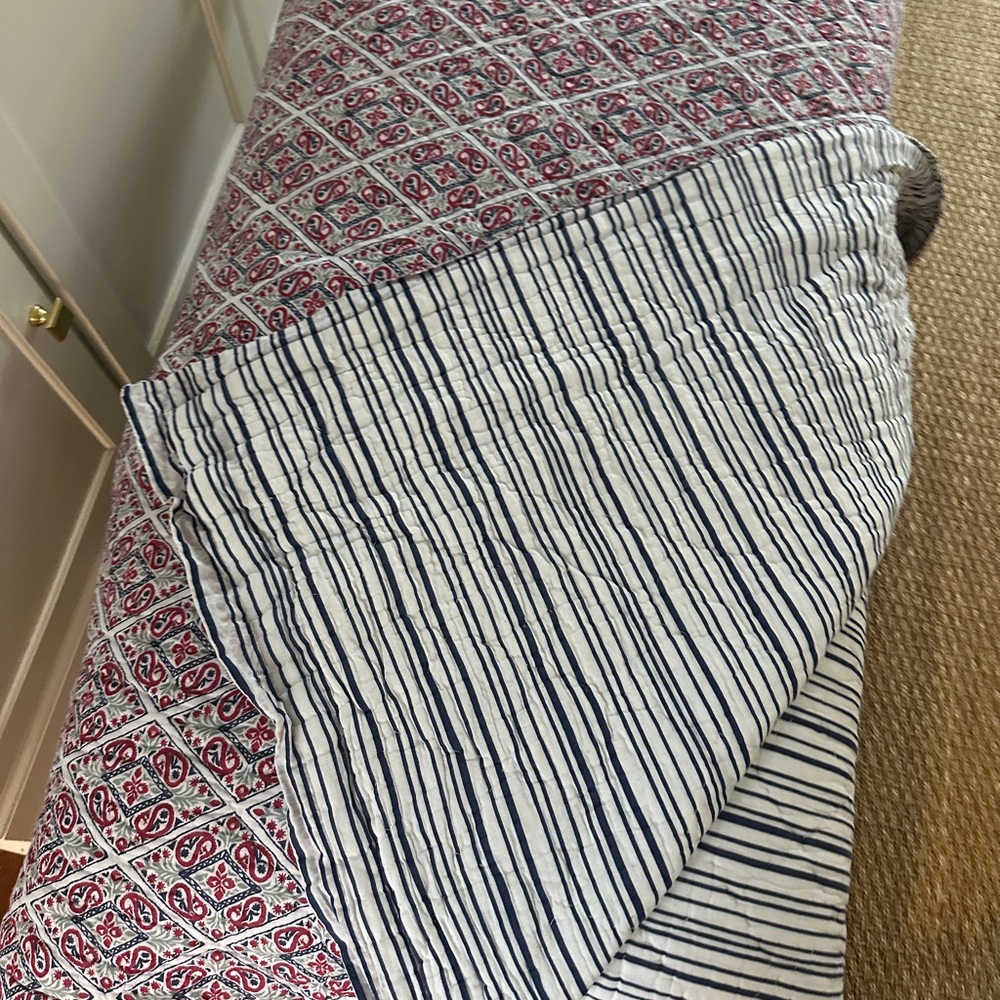 John Robshaw Dinka’s Queen Quilt Set Red and Blue Patterned Textile